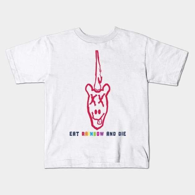 Grunge Unicorn : Eat Rainbow and Die Kids T-Shirt by pelagio